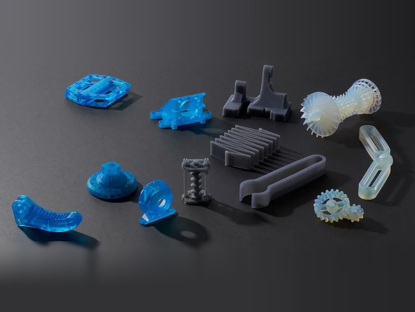 SLA resin parts printed on the Formlabs platform
