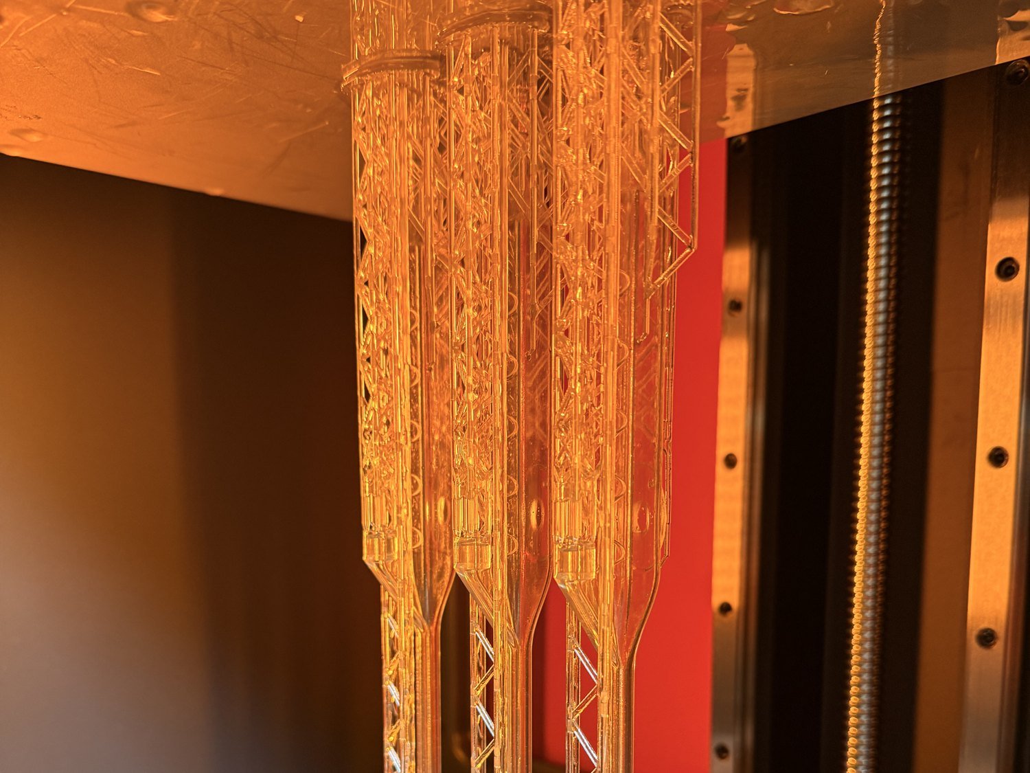 Clear resin parts on supports